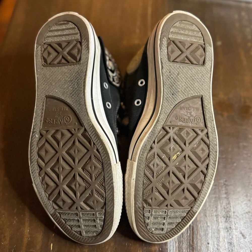 Black Converse High-Top Sneakers 7.5M with Embellishments